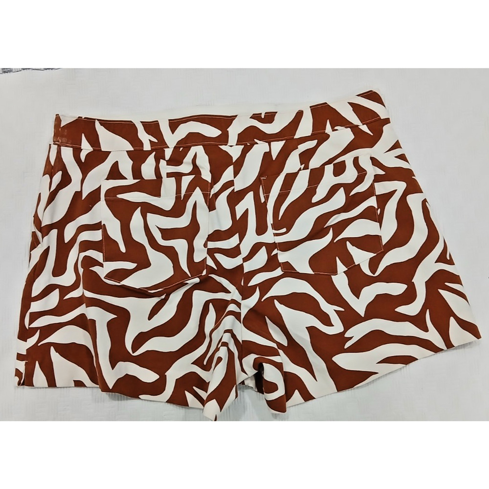 Zebra Print High Rise Shorts Rust Brown White Animal Print Summer Boho XL - Picture 4 of 10